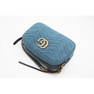 Gucci Shoulder Marmont Blue Small GG Denim Bag